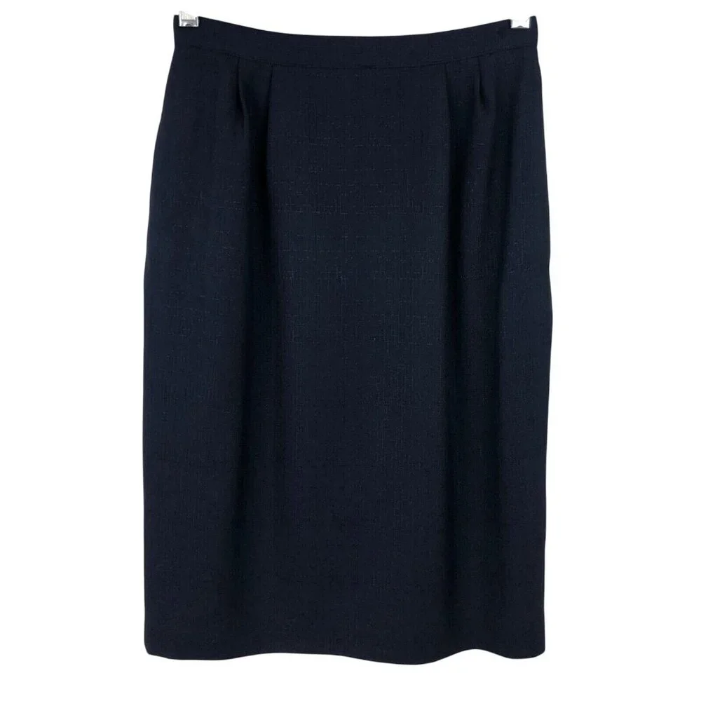 Kasper Skirt Suit 2 Piece Set Womens Size Petite 6P Green/Navy Blue - Picture 12 of 16